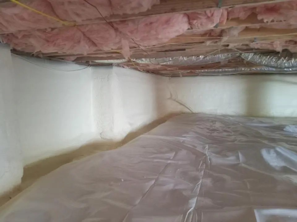 Crawl space encapsulation with closed-cell spray foam for Attic Insulation in Clearfield